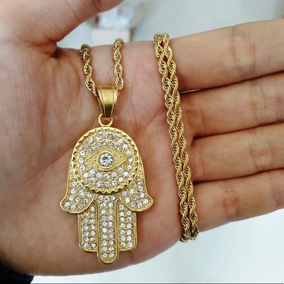 Hamsa Hand Pendant and necklace - Picture 2 of 6